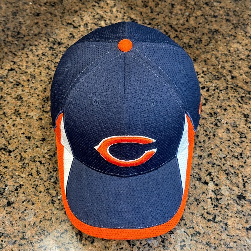 Chicago Bears New Era 39THIRTY Stretch Fit Hat Cap small/medium Blue Orange NFL - Picture 5 of 8